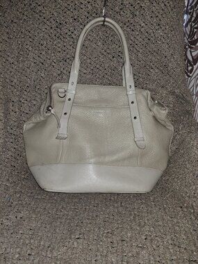 MACKAGE-Raffie Satchel Tote-Beige/Greige Pebbled Leather-20 x13 x 7-Large